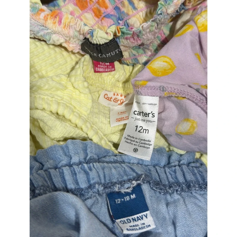 Vince Camuto Cat&Jack Summer Outfit Bundle Girls 12M‎ Floral Lemon Seersucker